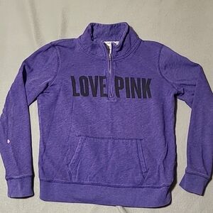 PINK‎ VICTORIA'S SECRET Purple Quarter Zip Pullover Sweatshirt - Size Small